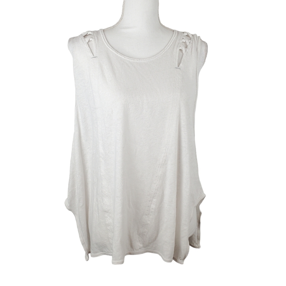 Free People Sleeveless Shirt Women Small Summer's End Top Vintage White Boho New